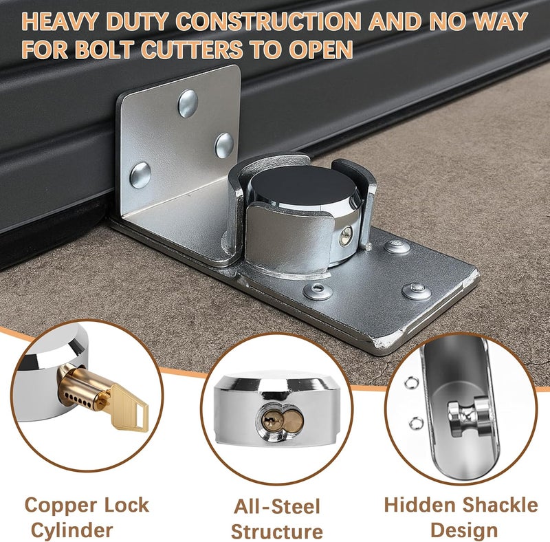 Mindoub Heavy-Duty Solid Steel Roll-Up Door Lock，High-Security Hidden Shackle Padlock and hasp Set, Comes with 2 Keys, specifically Designed for Garage Doors to Prevent Unauthorized External Access - Image 4
